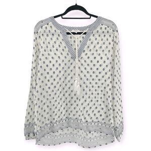 Dylan Women’s Boho Printed Poet Swing Cotton Tassel Tie Blouse Top Small